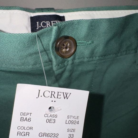 Men’s J. Crew 5" Stretch Chino Shorts Size 33 Classic Light‎ Pine Green New - Picture 5 of 8